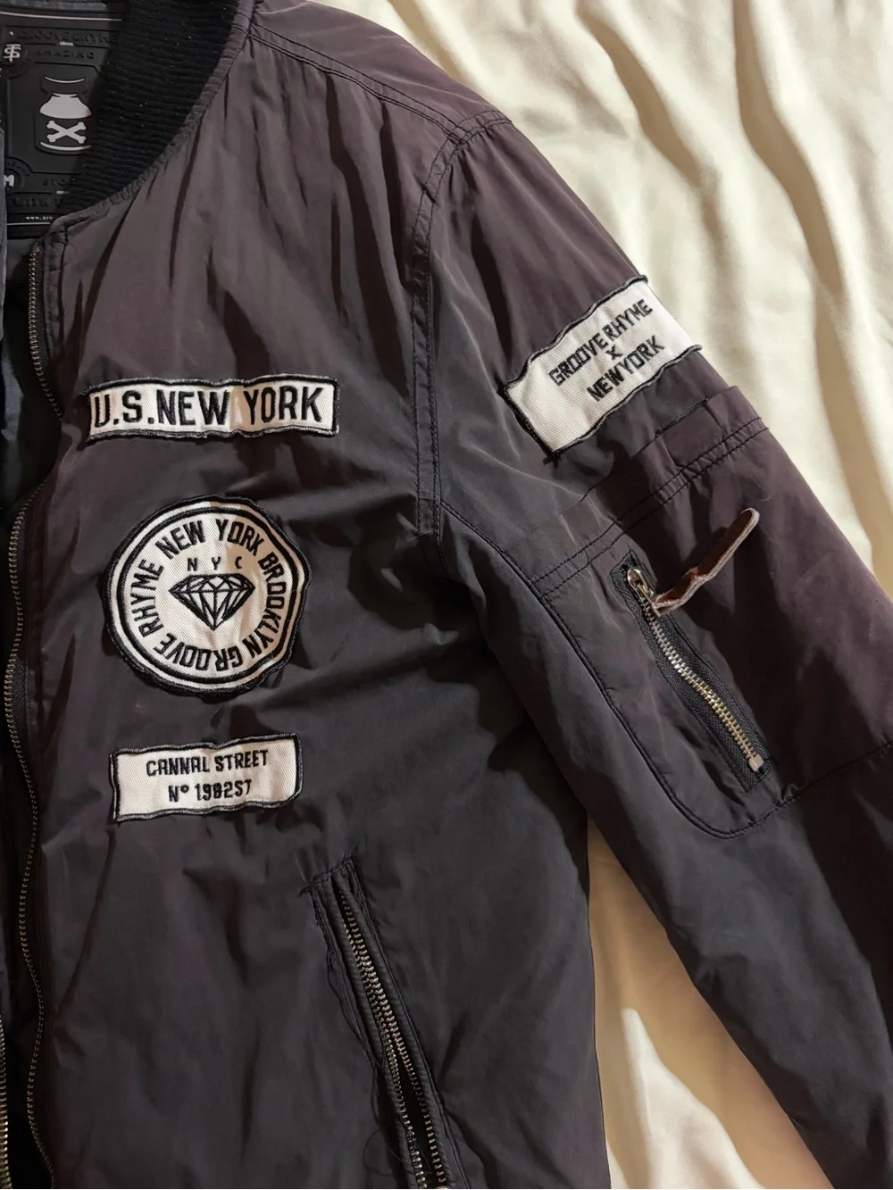 Vintage Groove Rhyme Bomber Jacket